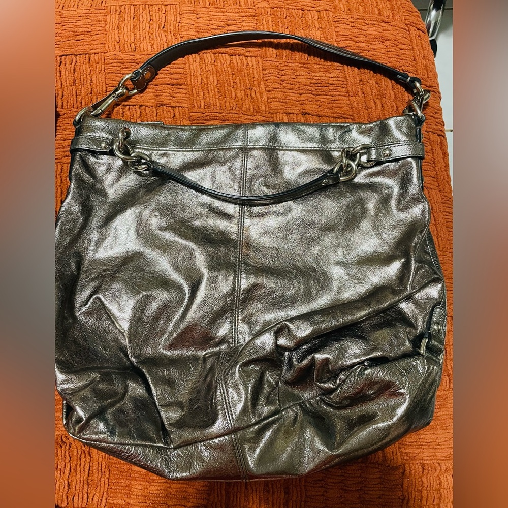 Coach Metallic Leather Shoulder Bag